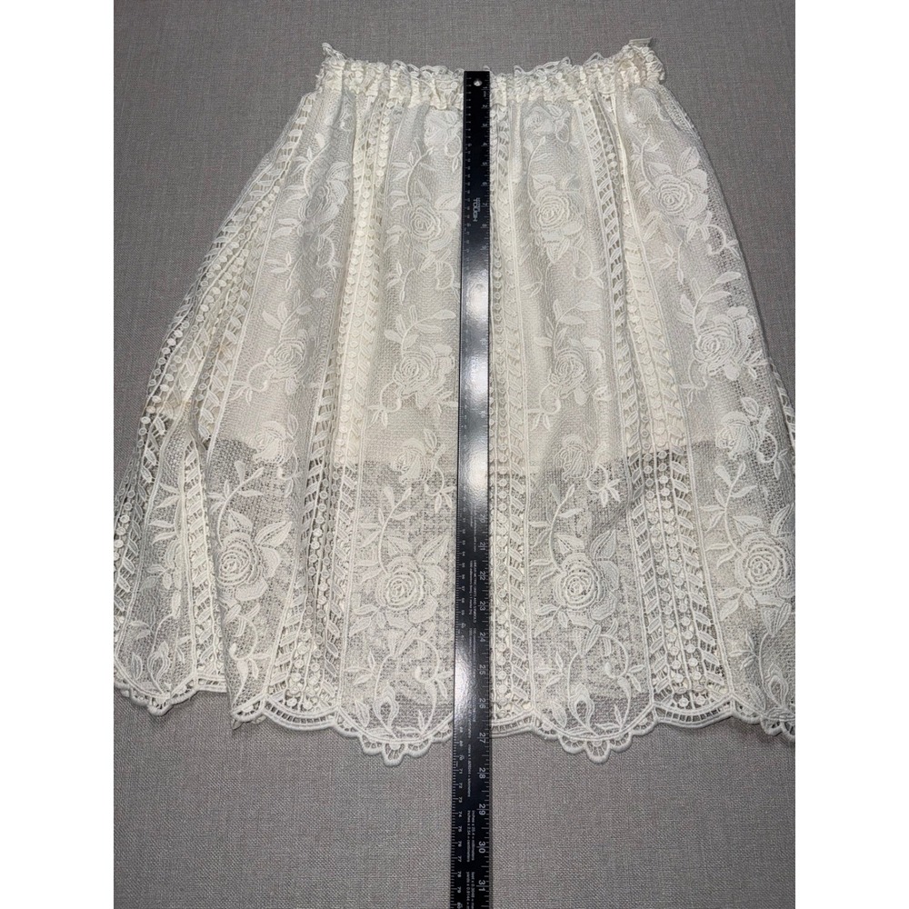 Gibson & Latimer Womens White Floral Lace Midi Skirt Elastic Waist Small - Picture 3 of 6